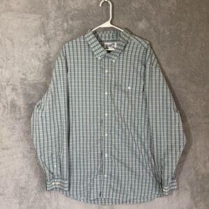 Duluth Shirt Mens 2X Long Sleeve Green Plaid Button Up Relaxed Fit Nylon Coolmax